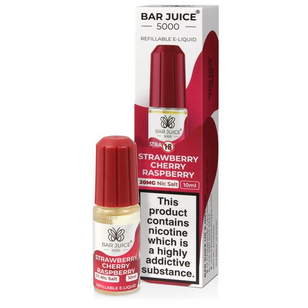 Strawberry Cherry Raspberry Nic Salt E - liquid By Bar Juice 5000 - The Vape House